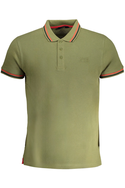 Cavalli Class Mens Green Short Sleeved Polo Shirt