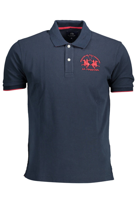 La Martina Mens Short Sleeved Polo Shirt Blue