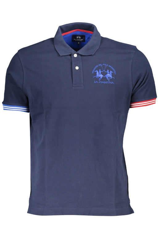 La Martina Mens Short Sleeved Polo Shirt Blue