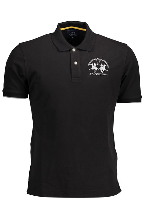 La Martina Mens Black Short Sleeved Polo Shirt