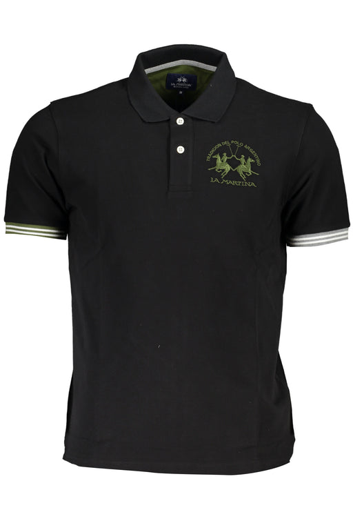 La Martina Mens Black Short Sleeved Polo Shirt