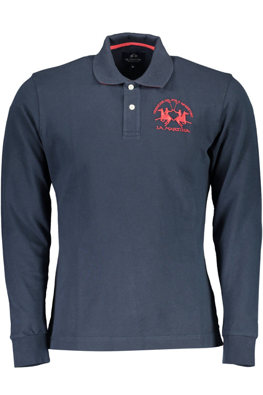 La Martina Mens Long Sleeved Polo Shirt Blue