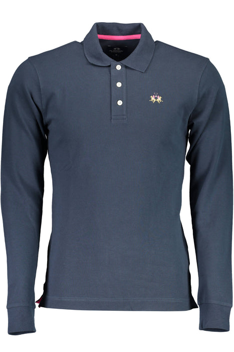 La Martina Mens Long Sleeved Polo Shirt Blue