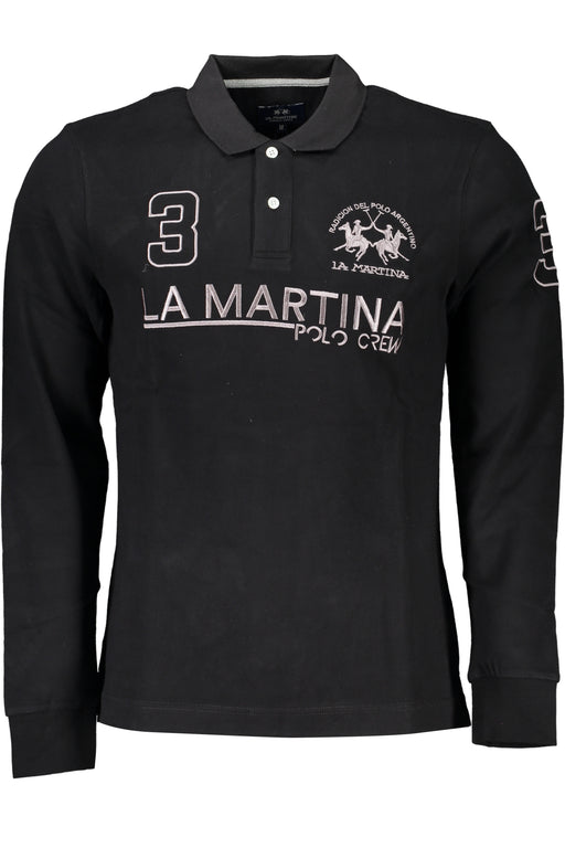 La Martina Mens Black Long Sleeve Polo Shirt