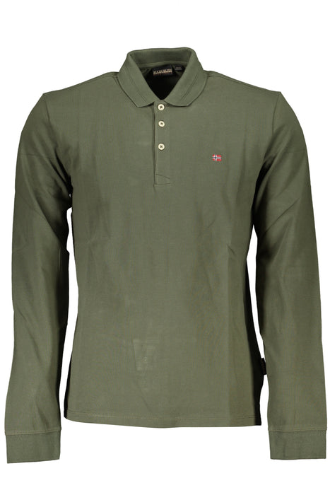 Napapijri Green Mens Long Sleeved Polo Shirt