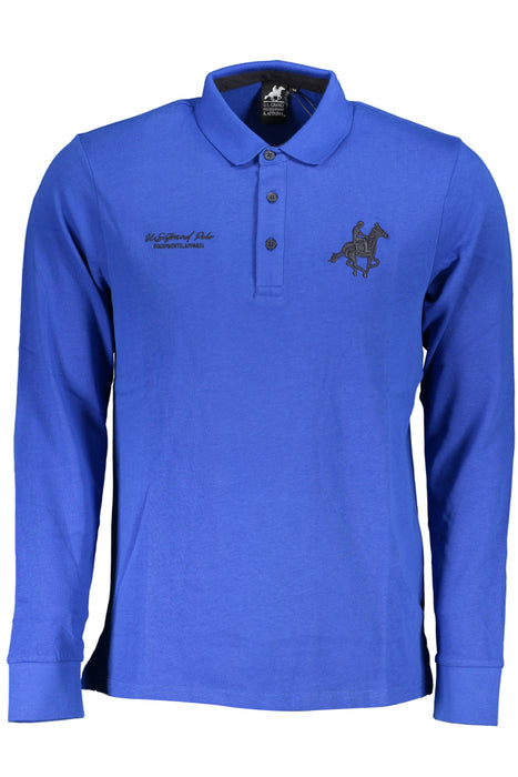 Us Grand Polo Mens Long Sleeved Polo Shirt Blue