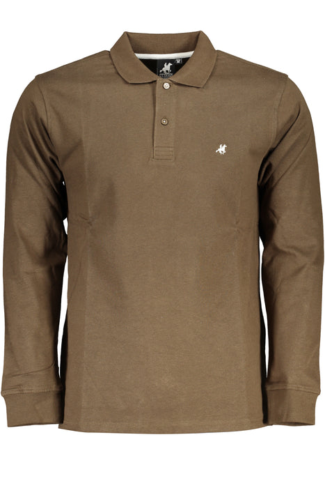 US GRAND POLO MENS LONG SLEEVED POLO SHIRT BROWN