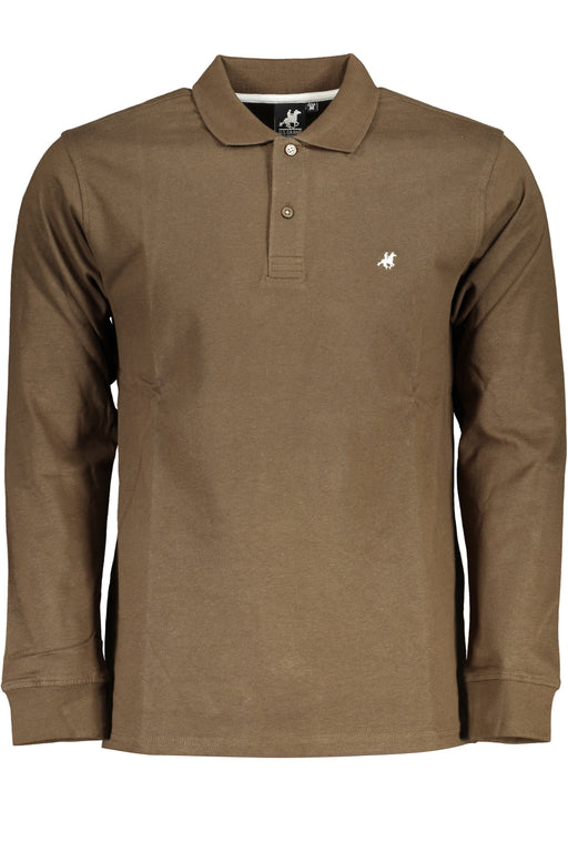 US GRAND POLO MENS LONG SLEEVED POLO SHIRT BROWN